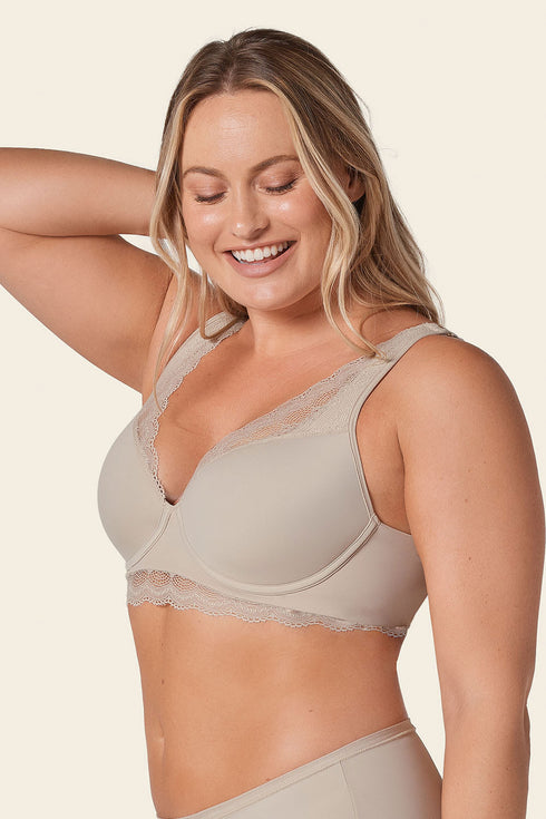 Leonisa Deep Coverage Soft Lightly-lined Lace Underwire Bra