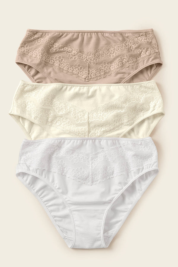Leonisa 3-pack High-cut Brief Panties With Lace