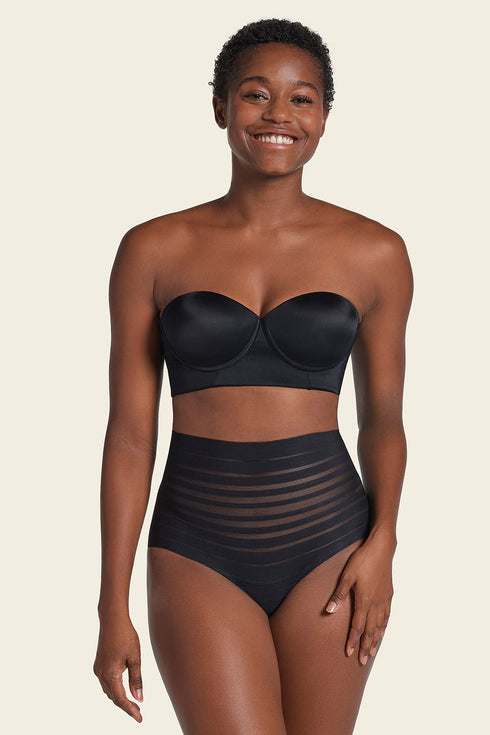 Leonisa Slimming Lace Stripe High-waisted Thong Panty