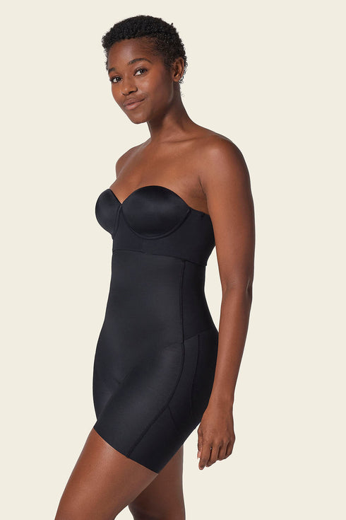Leonisa Strapless Sculpting Step-in Body Shaper With Short Bottom