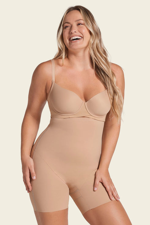Leonisa Strapless Sculpting Step-in Body Shaper With Short Bottom