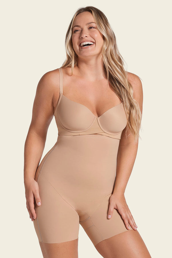 Leonisa Strapless Sculpting Step-in Body Shaper With Short Bottom
