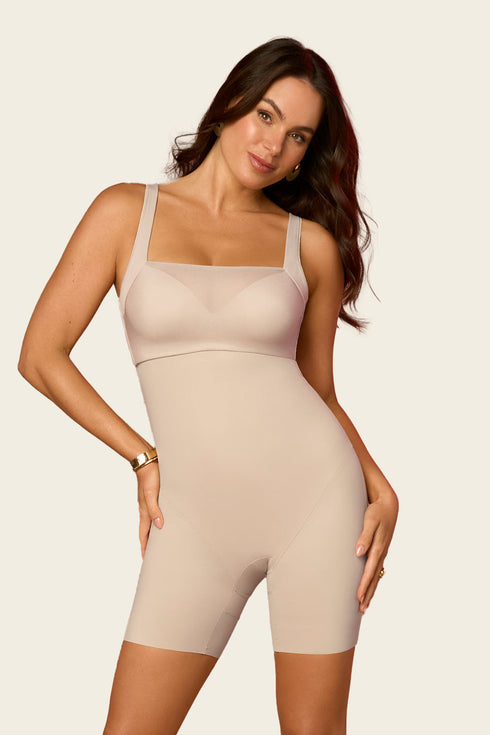 Leonisa Strapless Sculpting Step-in Body Shaper With Short Bottom