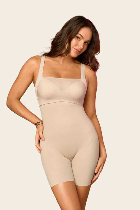 Leonisa Strapless Sculpting Step-in Body Shaper With Short Bottom