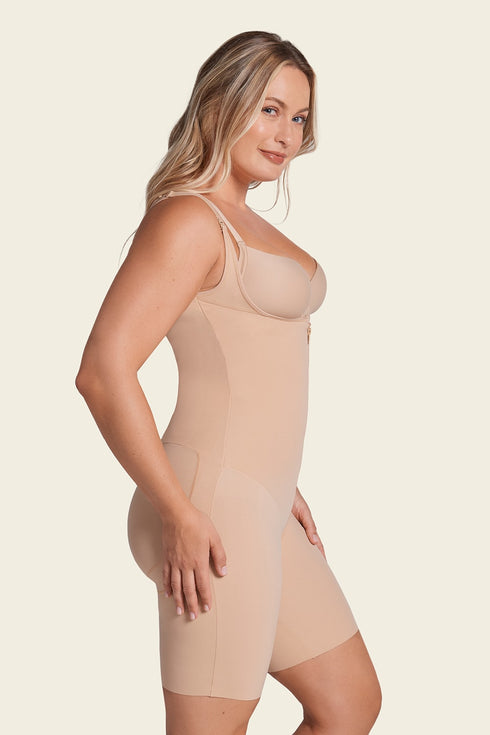 Leonisa Post-surgical Mid-thigh Girdle Made Of Soft Compression Fabric, Hook-and-zip Clo