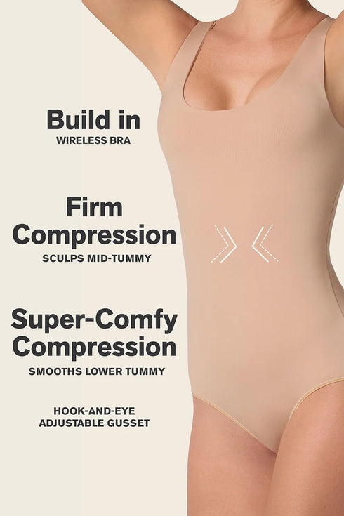 Leonisa Plunge Classic Sleeveless Shaper Bodysuit