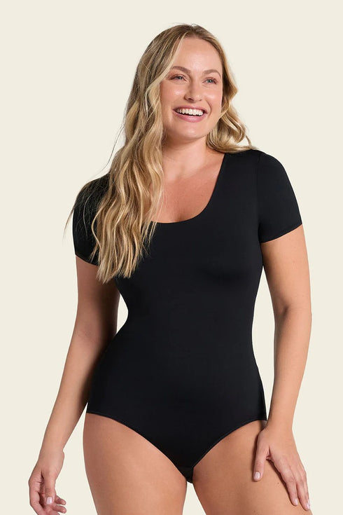 Leonisa Short Sleeve Round Neck Shaper Bodysuit