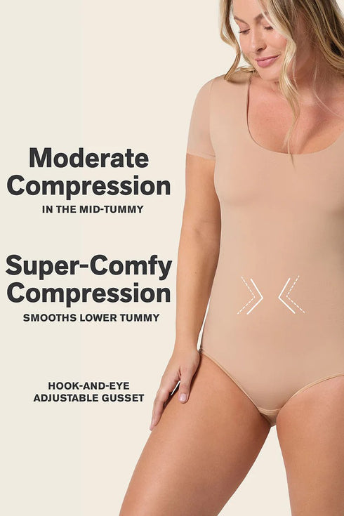 Leonisa Short Sleeve Round Neck Shaper Bodysuit