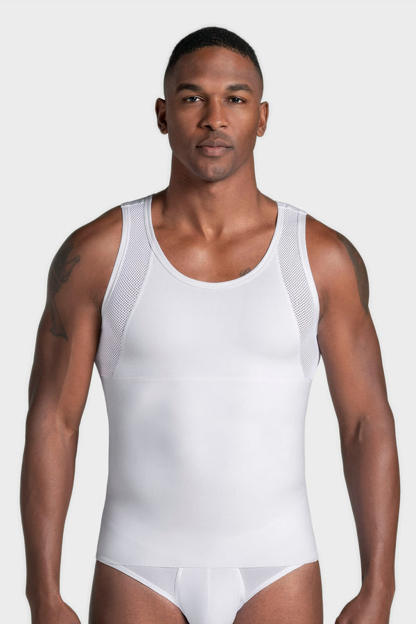 Leonisa Stretch Cotton Moderate Compression Shaper Tank With Mesh Cutouts