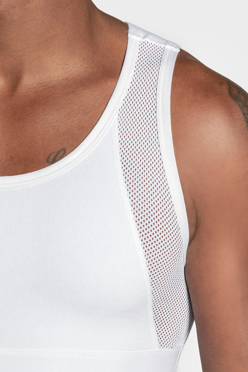 Leonisa Stretch Cotton Moderate Compression Shaper Tank With Mesh Cutouts