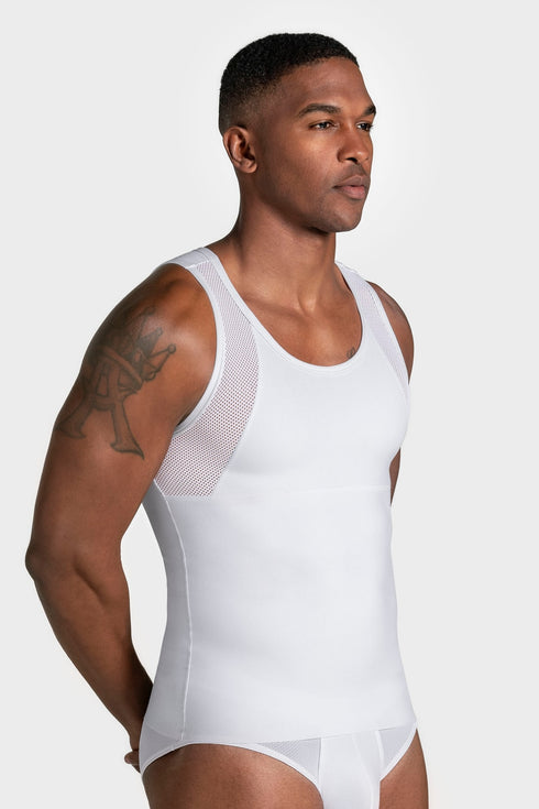 Leonisa Stretch Cotton Moderate Compression Shaper Tank With Mesh Cutouts