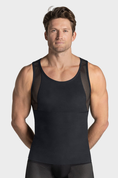 Leonisa Stretch Cotton Moderate Compression Shaper Tank With Mesh Cutouts