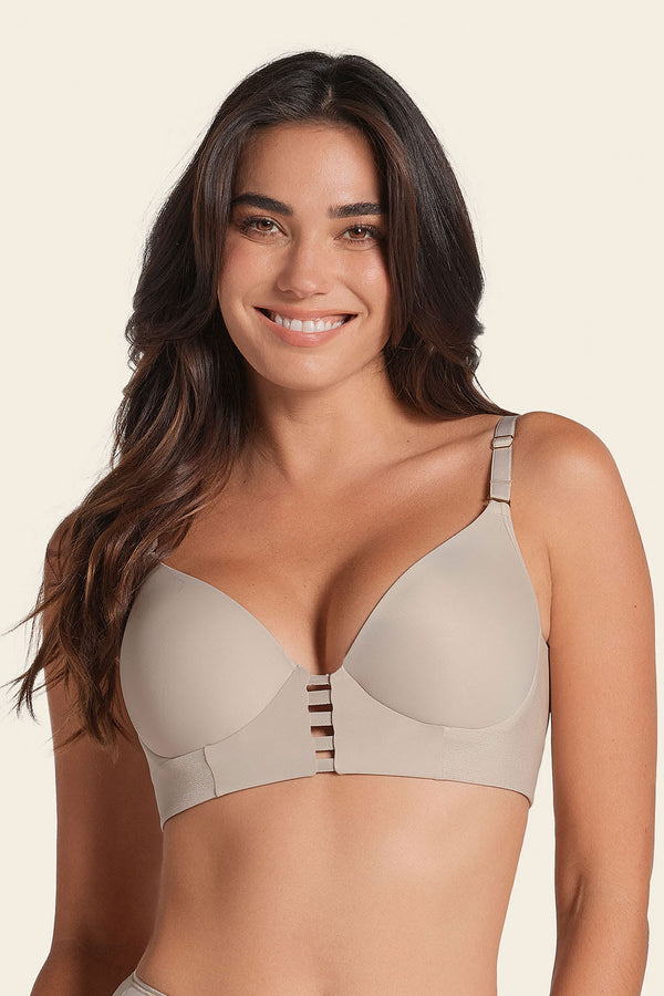 Leonisa Memory Foam Push-up Underwire Bustier Bra With Strappy Front