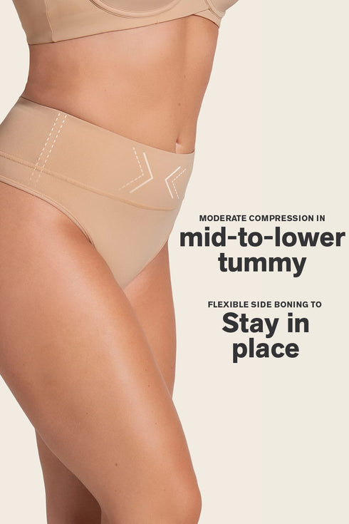 Leonisa High-waisted Seamless Moderate Shaper Thong Panty