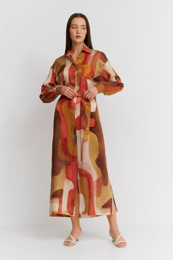 Shan Soie Maxi Shirt Dress