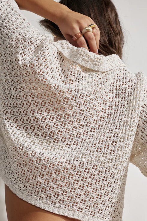 Gottex Beach Life Anna Two Crochet Collared Beach Top
