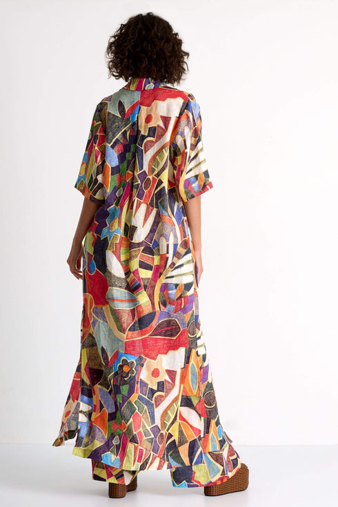Shan Lina Long linen shirt dress