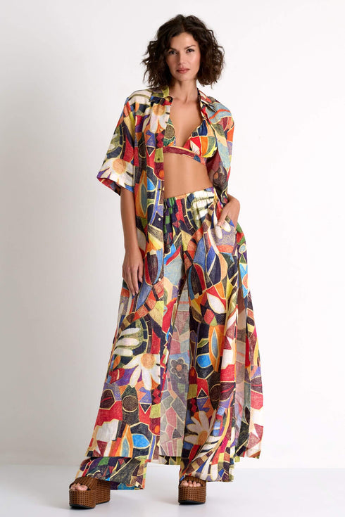 Shan Lina Long linen shirt dress