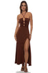 Luli Fama Sunlit Sands Ruched Keyhole Long Dress