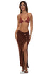 Luli Fama Sunlit Sands Ruched Asymmetrical Keyhole Skirt