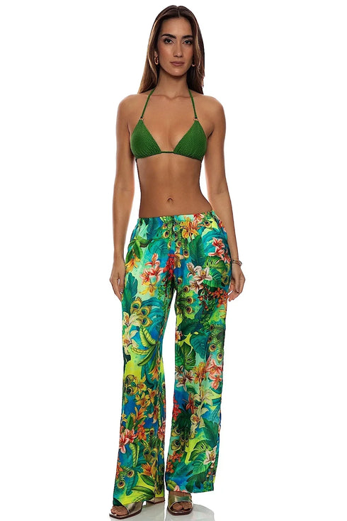 Luli Fama Peacock Affair Elastic Waistband Pant