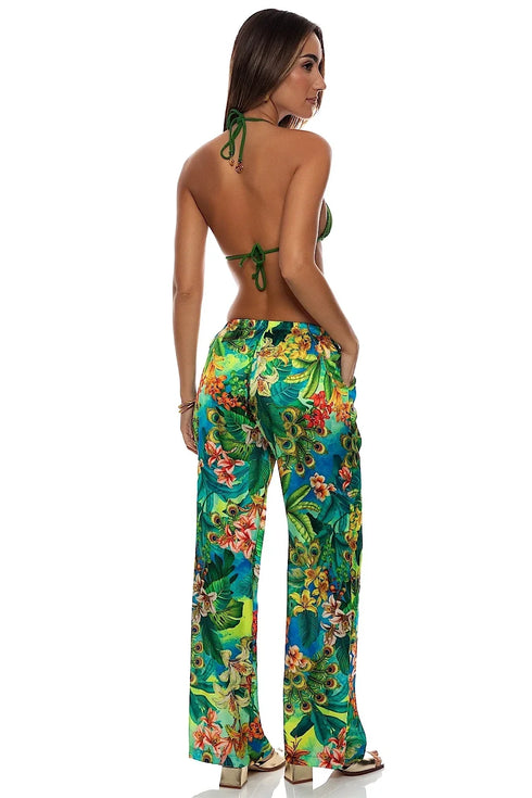 Luli Fama Peacock Affair Elastic Waistband Pant