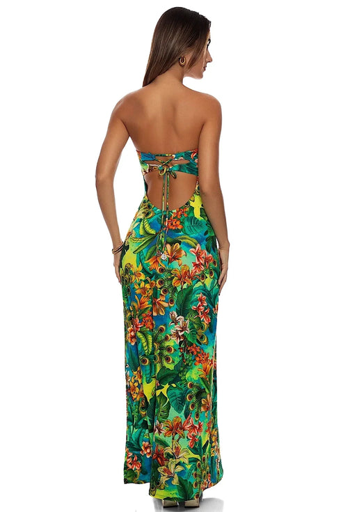 Luli Fama Peacock Affair Bandeau Dress