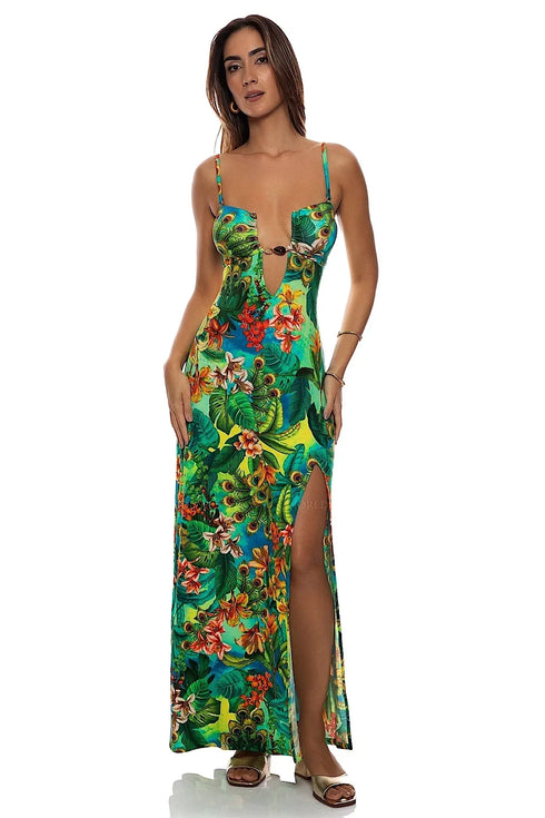 Luli Fama Peacock Affair Bandeau Dress