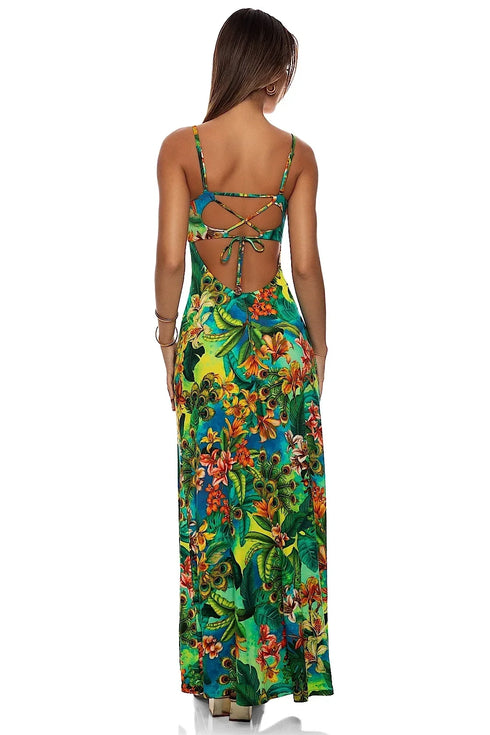 Luli Fama Peacock Affair Bandeau Dress