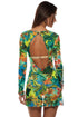 Luli Fama Peacock Affair Long Sleeve Short Dress