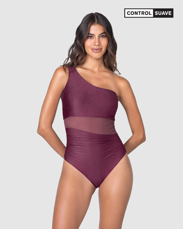 Leonisa Radiant One-shoulder One-piece Shaping Swimsuit