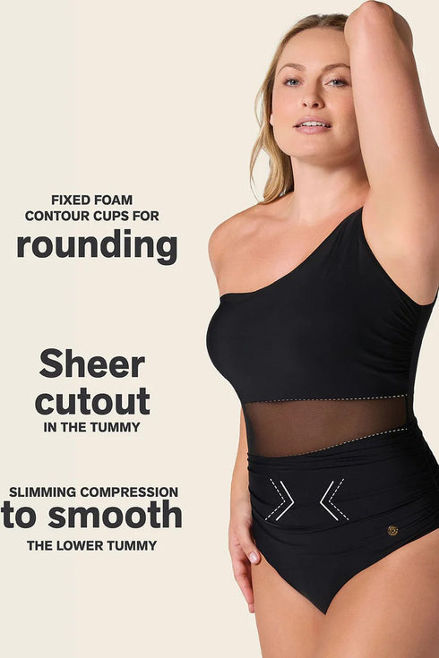 Leonisa Radiant One-shoulder One-piece Shaping Swimsuit