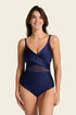 Leonisa One Piece Swimsuit With Criss Cross Neckline And Tulle