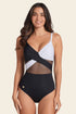 Leonisa Contrast Detail One Piece Swimsuit With Slimming Compression