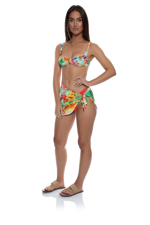 Luli Fama Birds Of Paradise Sarong Mini Skirt
