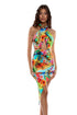 Luli Fama Birds Of Paradise Halter Neck Cut Out Asymmetric Midi Dress