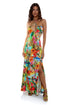 Luli Fama Birds Of Paradise Bandeau Cut Out Front Slit Dress