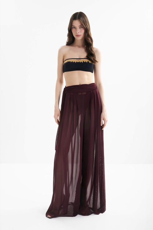 Shan Mia Mesh pants with a tie-knot detail