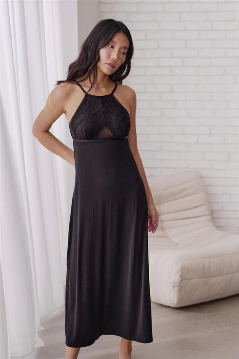 Fleur't Parisian Nights High Neck Long Gown