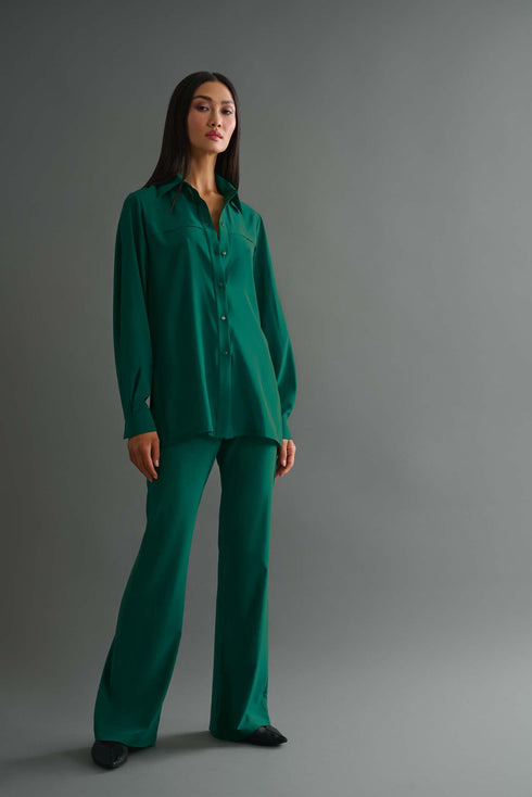 Shan Soie Silk Flared Trousers