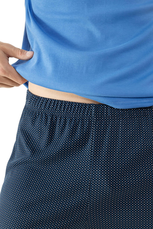 Mey Serie Micro Blue Pyjama Short Pant, Short Sleeve