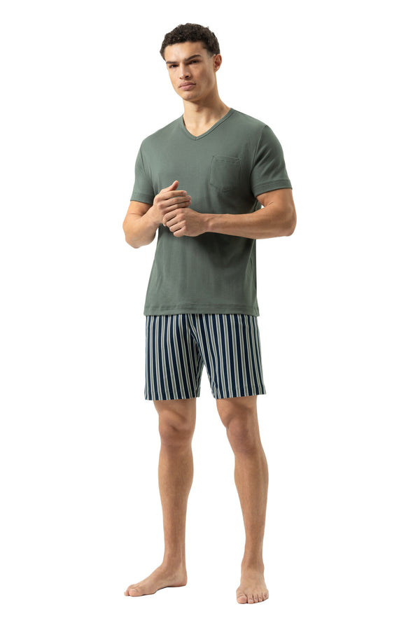 Mey Serie Rough Stripes Pyjama Short Pant, Short Sleeve