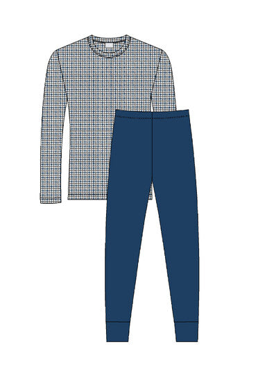 Mey Serie Houndstooth Blue Pyjama Full Length