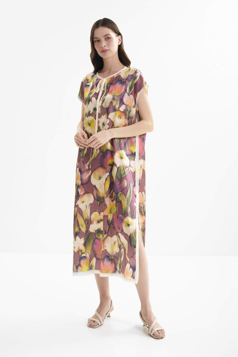 Shan Céline Silk dress with boat neckline