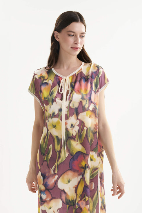 Shan Céline Silk dress with boat neckline
