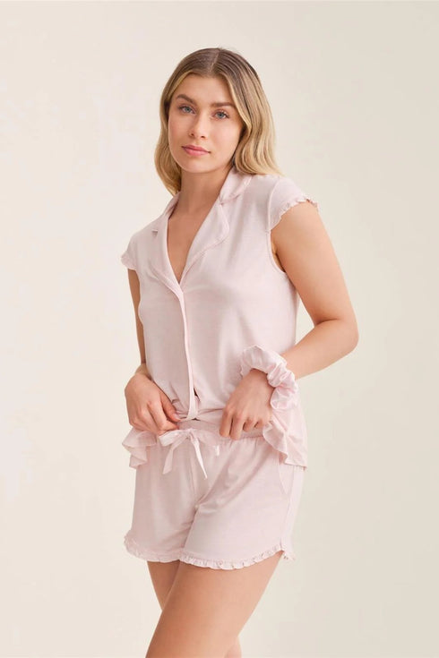 Fleur't Shortie Pj Set With Scrunchie