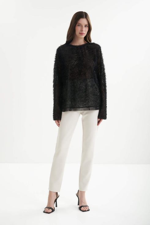 Shan Amelia Feather-Effect Embroidered Tulle Top