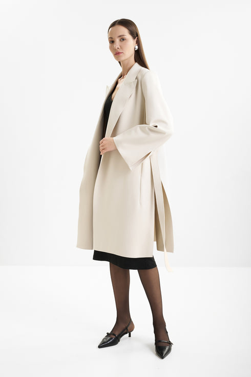 Shan Sofia Long coat with tie belt