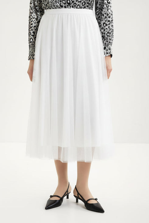 Shan Ariel Long tulle midi skirt