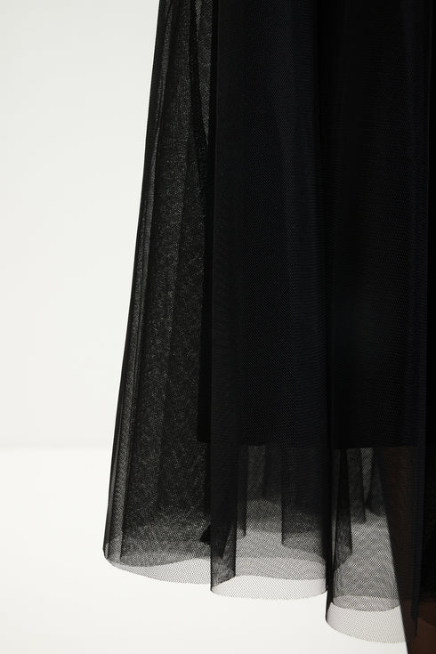 Shan Ariel Long tulle midi skirt